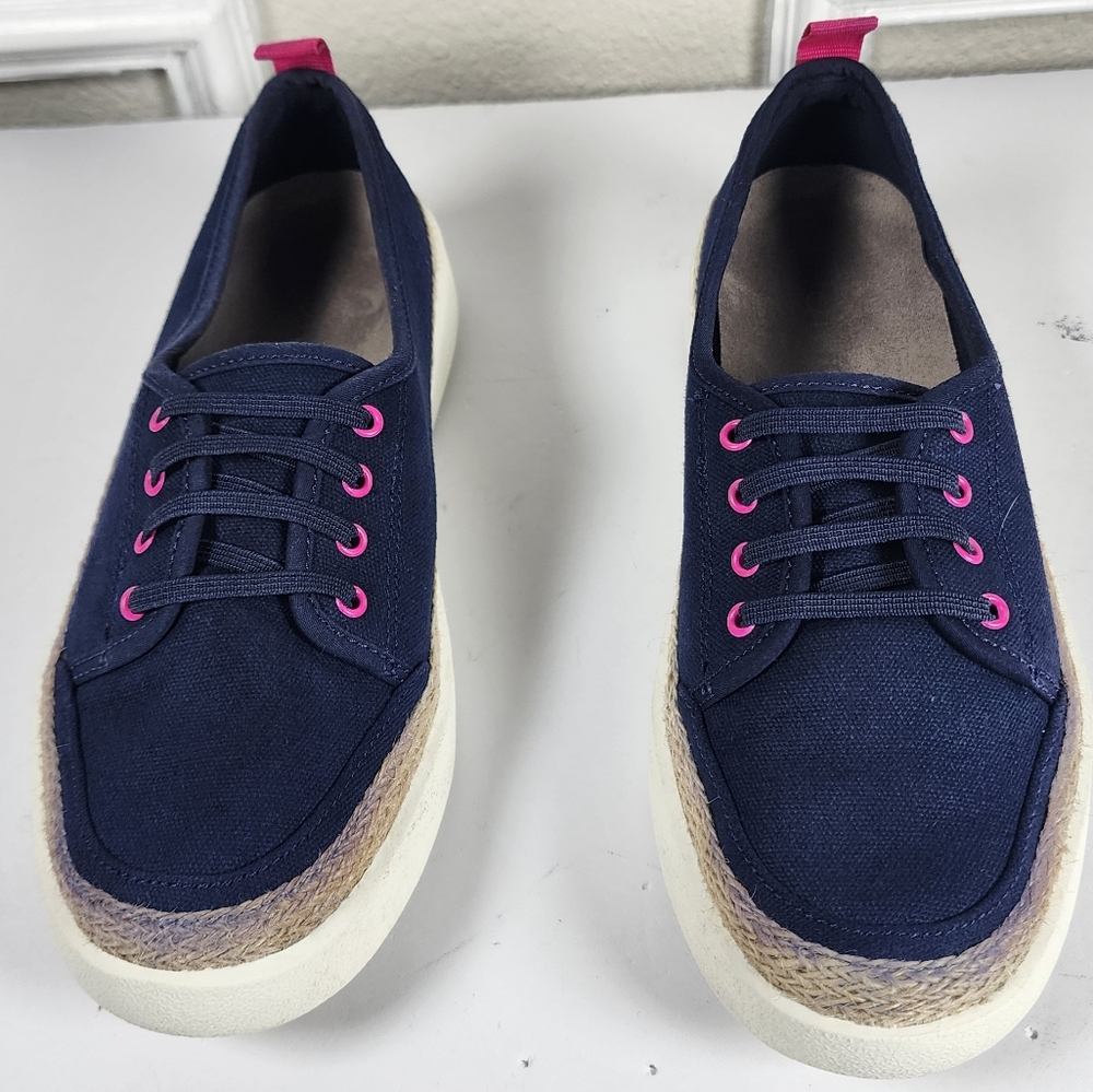 Vionic Jovie Ionic Casual Canvas Slip-On Sneakers Blue Pink Size 5 - Picture 4 of 12